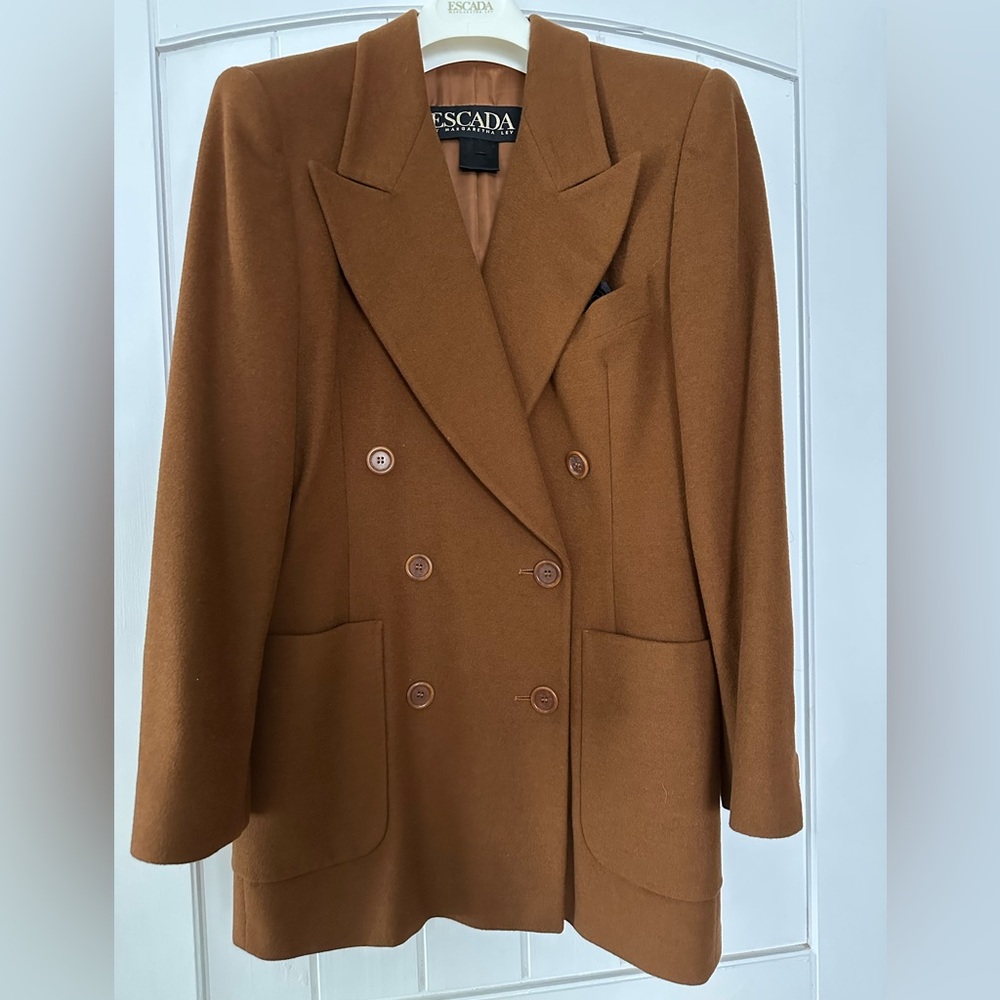 Escada Margaretha Ley Angora Brown Blazer Size 38 Placenza Italy